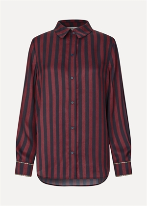 Dry viscose long sleeve skjorte Navy&Burgundy Wallpaper Stripes Stine Goya 
